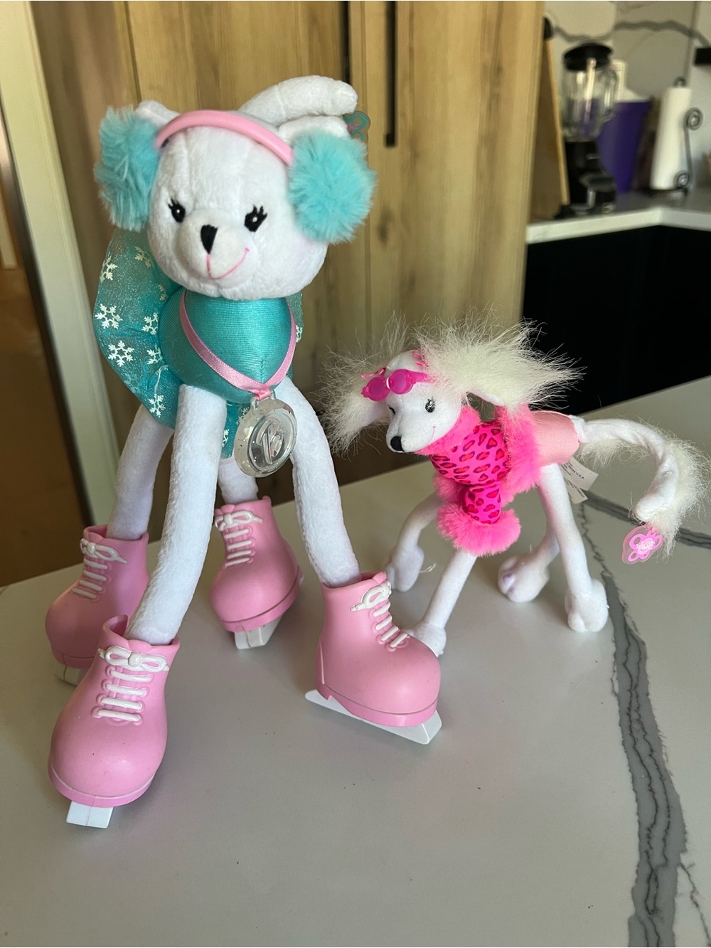 Barbie Pink & Teal Ice Skating Cat and Poodle Plush Duo